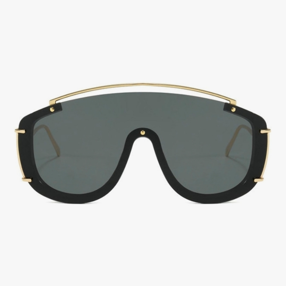 BLACK CURVED GOLD FRAMED SUNGLASSES